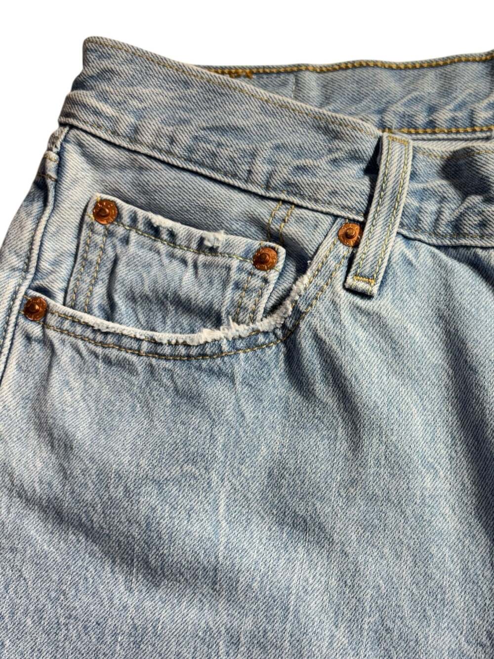 Levi's 501 Original Fit Light Wash Jeans with Eyelet Hem Detail - Picture 4 of 11